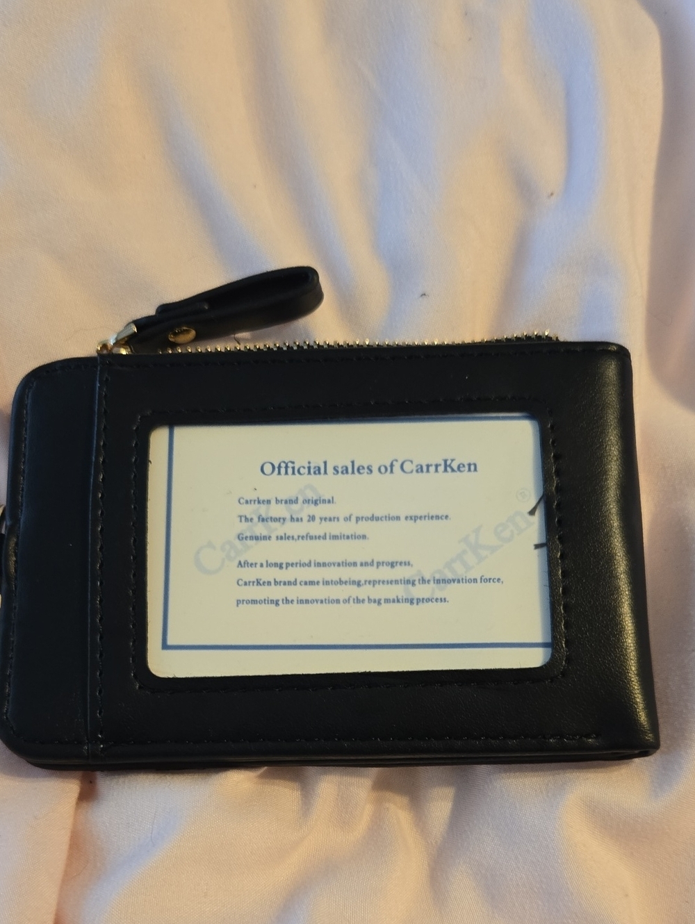 Black Leather Zip Card Holder Wallet